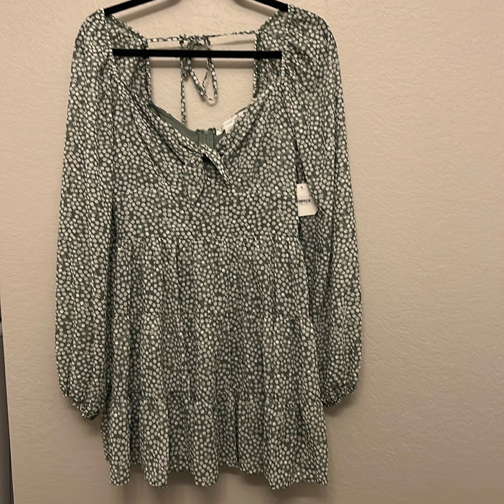 Altar’d State green and white floral long sleeve dress new with tags